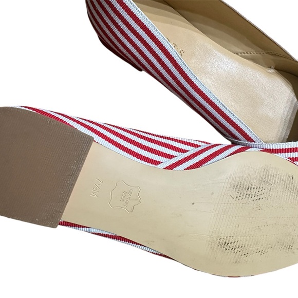 Talbots Edison Women’s Sz 7.5 Red and White Stripe Pointy Toe Flats - Picture 2 of 4